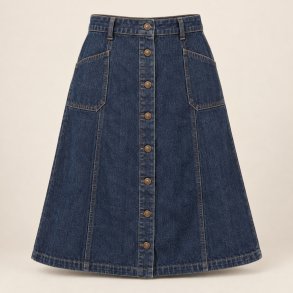 M�rkebl� denimnederdel