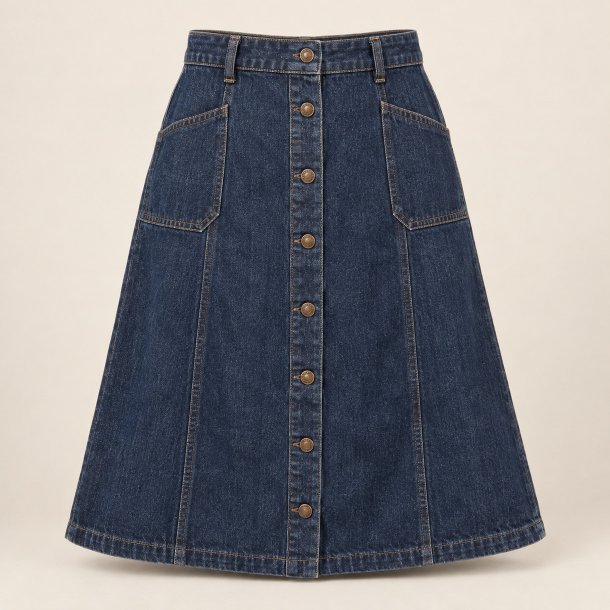 M�rkebl� denimnederdel