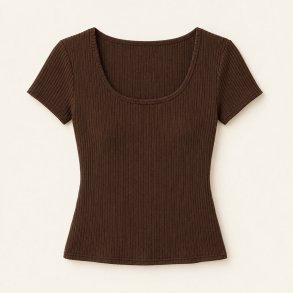 Chokoladebrun ribbet top