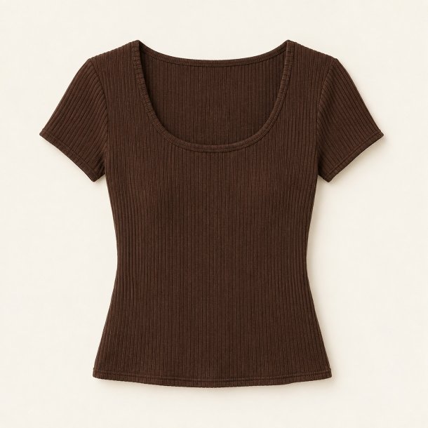 Chokoladebrun ribbet top