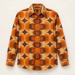 Geometrisk skjorte i orange og brun