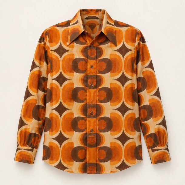 Geometrisk skjorte i orange og brun