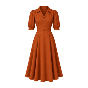 Br�ndt orange midikjole