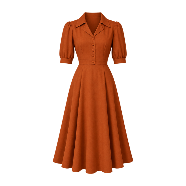 Br�ndt orange midikjole