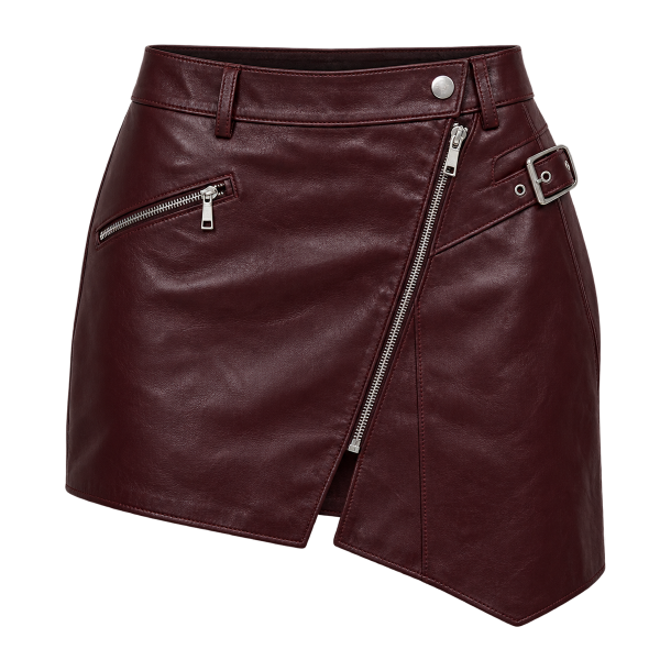 Asymmetrisk bordeaux l�dernederdel