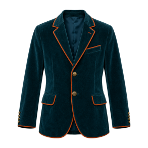 Teal fl�jlsblazer med orange piping