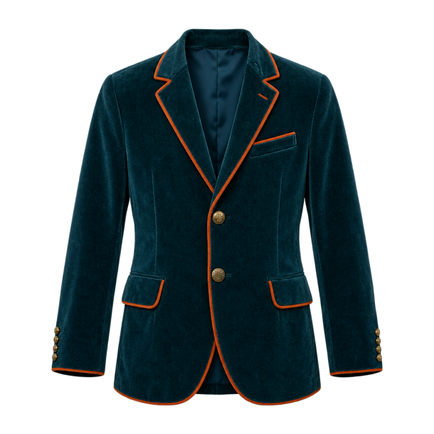 Teal fl�jlsblazer med orange piping