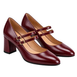 Bordeauxfarvede Mary Jane-pumps