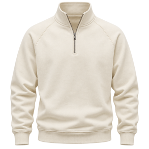 Cremefarvet sporty half-zip sweatshirt