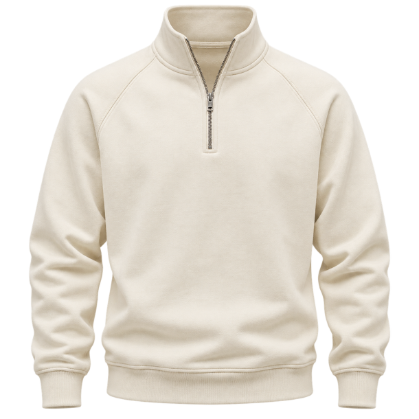 Cremefarvet sporty half-zip sweatshirt