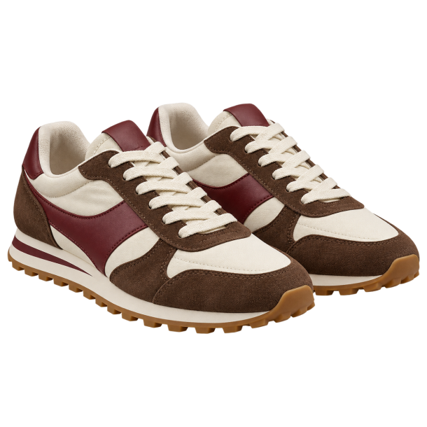 Retro sneakers i creme og bordeaux