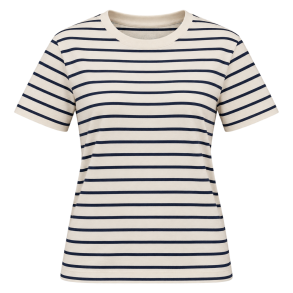 Cremefarvet T-shirt med navy striber