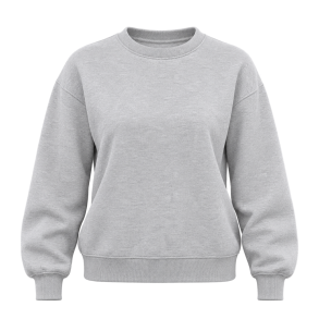 Gr� meleret sweatshirt med rund hals