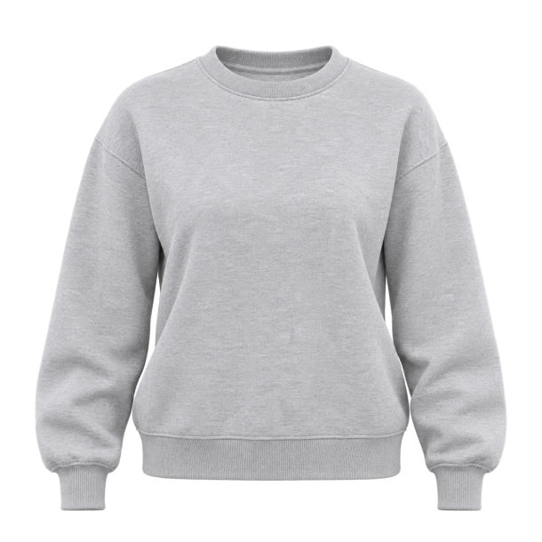 Gr� meleret sweatshirt med rund hals