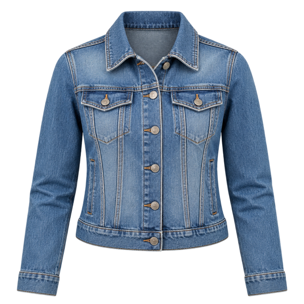 Mellembl� afslappet denimjakke