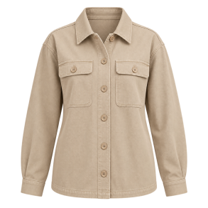 Sandfarvet overshirt med store lommer