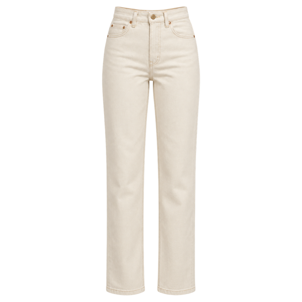 Cremefarvede jeans med lige ben
