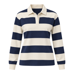 Navy og cremefarvet stribet rugbytr�je