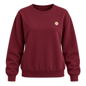 Bordeaux sweatshirt med broderet blomst