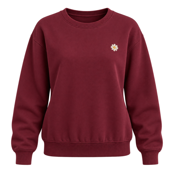 Bordeaux sweatshirt med broderet blomst