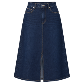 M�rk denimnederdel med A-form