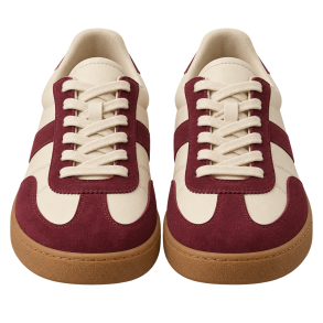 Retro-sneakers i creme og bordeaux