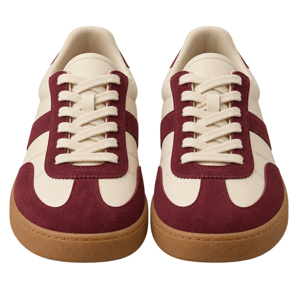 Retro-sneakers i creme og bordeaux