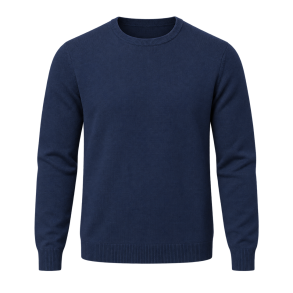 Navy finstrikket rundhalset sweater