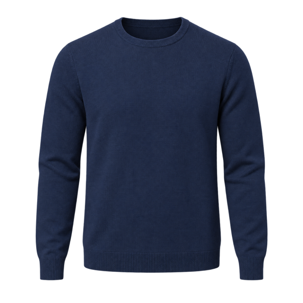 Navy finstrikket rundhalset sweater
