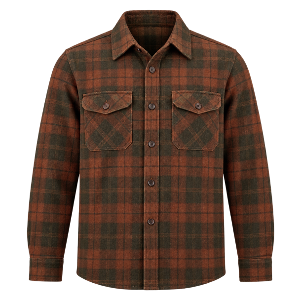 Rustbrun outdoor flannel-overshirt