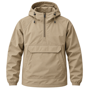 Sandfarvet outdoor-anorak
