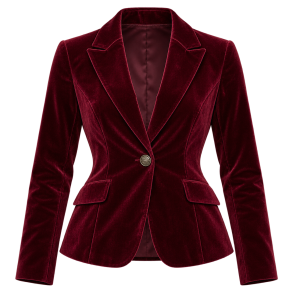 Bordeauxfarvet rock-blazer i fl�jlslook
