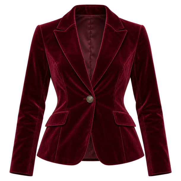 Bordeauxfarvet rock-blazer i fl�jlslook