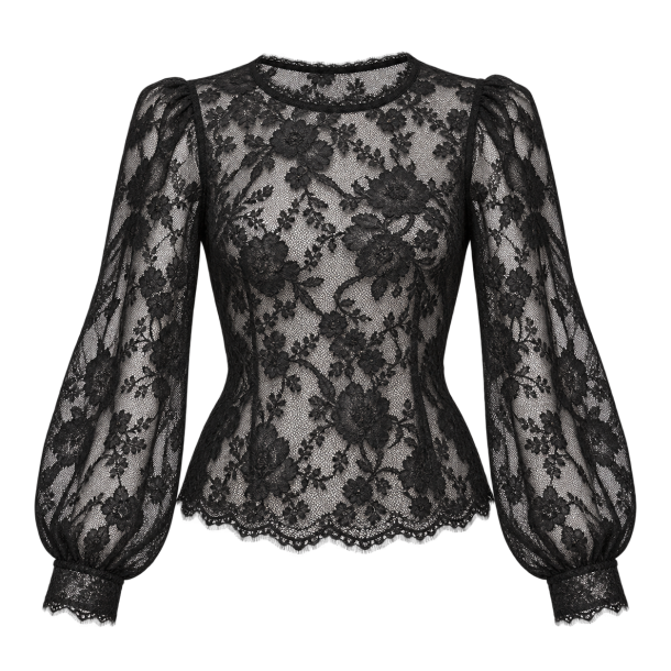 Sort transparent blondebluse