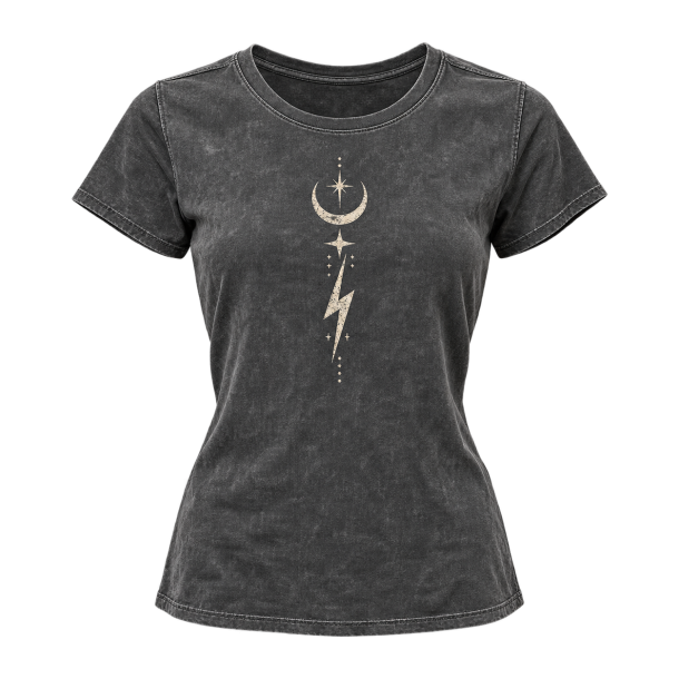 Koksgr� T-shirt med slidt rockprint