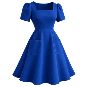 Koboltbl� A-formet statement-kjole