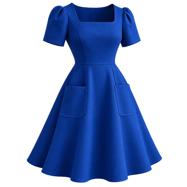 Koboltbl� A-formet statement-kjole